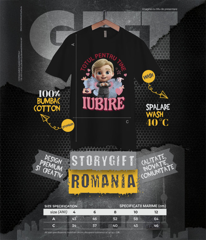 Tricou Copii cu Ken, Barbie, Iubire, Dragoste, Afectiune, Inima 100% Bumbac, Negru, 10 Ani [6]