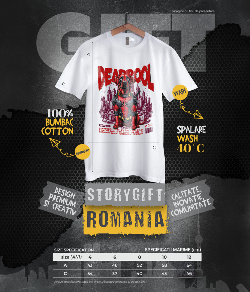 Tricou Femei, Barbati, Copii, Fata, Baiat, Unisex Personalizat Labrador Retriever în Costum Deadpool - Cadou Personalizat pentru Copii și Familie [6]