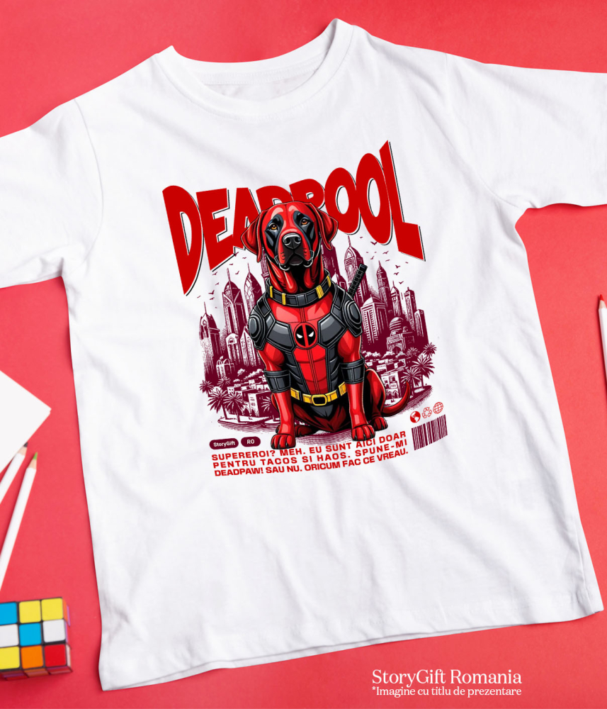 Tricou Femei, Barbati, Copii, Fata, Baiat, Unisex Personalizat Labrador Retriever în Costum Deadpool - Cadou Personalizat pentru Copii și Familie [5]