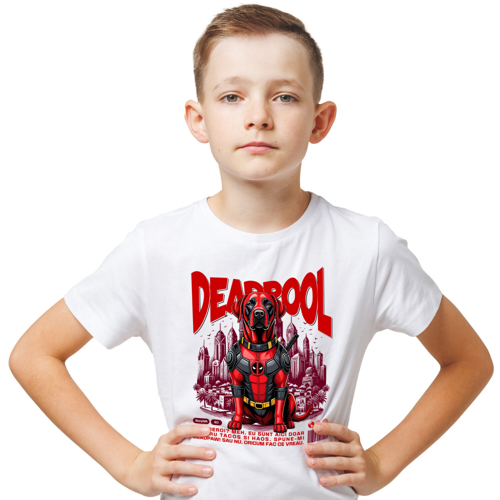 Tricou Femei, Barbati, Copii, Fata, Baiat, Unisex Personalizat Labrador Retriever în Costum Deadpool - Cadou Personalizat pentru Copii și Familie [1]