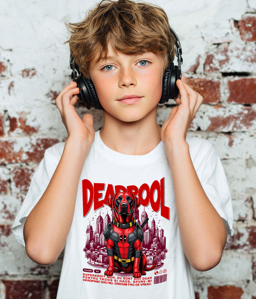 Tricou Femei, Barbati, Copii, Fata, Baiat, Unisex Personalizat Labrador Retriever în Costum Deadpool - Cadou Personalizat pentru Copii și Familie [3]