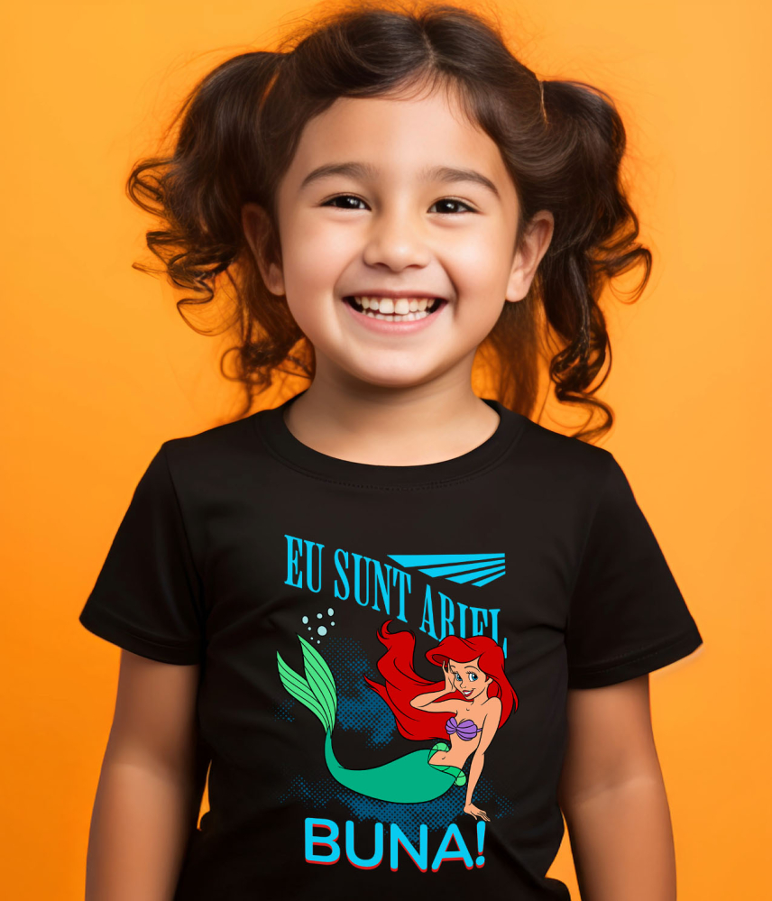 Tricou Copii cu Lumea Ariellei - Inima Marii 100% Bumbac, Negru, 12 Ani [3]