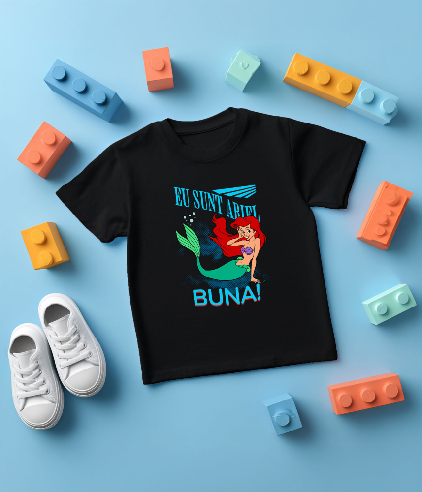 Tricou Copii cu Lumea Ariellei - Inima Marii 100% Bumbac, Negru, 12 Ani [5]