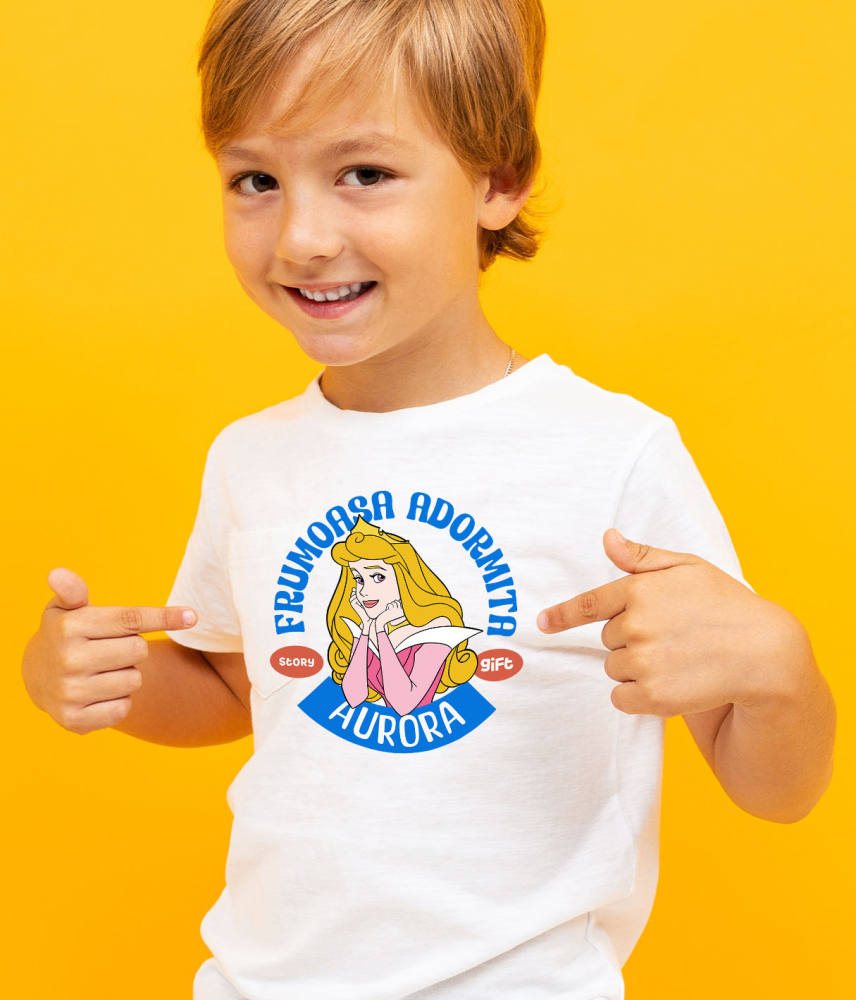 Tricou Copii cu Magia Aurorai in Rochie Regala 100% Bumbac, Alb, 8 Ani [4]