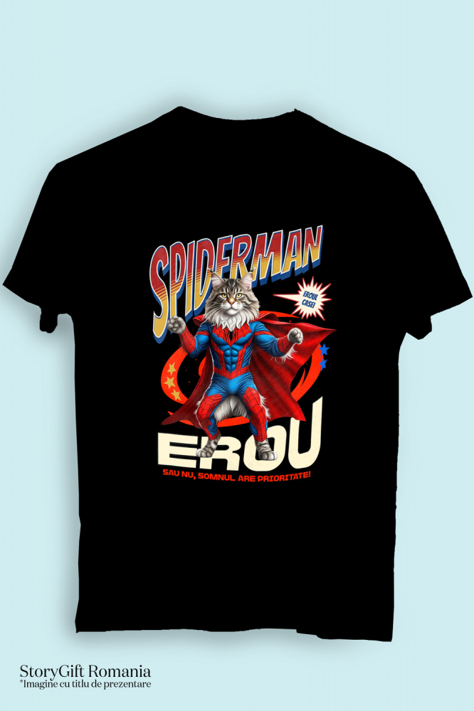 Tricou Femei, Barbati, Copii, Fata, Baiat, Unisex Personalizat Pisică Maine Coon în Costum Spider-Man - Cadou Personalizat pentru Iubitorii de Pisici și Copii [3]