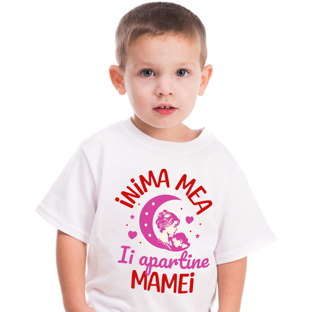 Tricou Femei, Barbati, Copii, Fata, Baiat, Unisex Personalizat "Inima Mea Îi Aparține Mamei – Cadouri Personalizate pentru Mama și Fiică" [2]