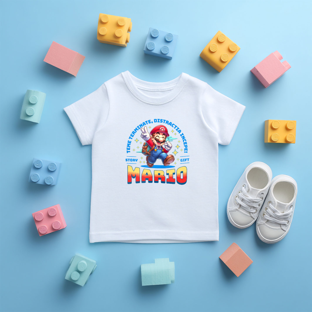 Tricou Copii cu  Mario – Exploratorul Cunoasterii 100% Bumbac, Alb, 8 Ani [5]