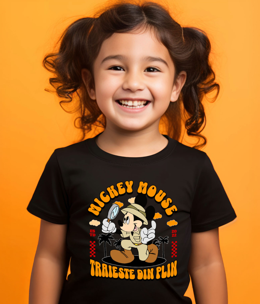 Tricou Copii cu Mickey, aventurierul cercetas 100% Bumbac, Negru, 12 Ani [3]