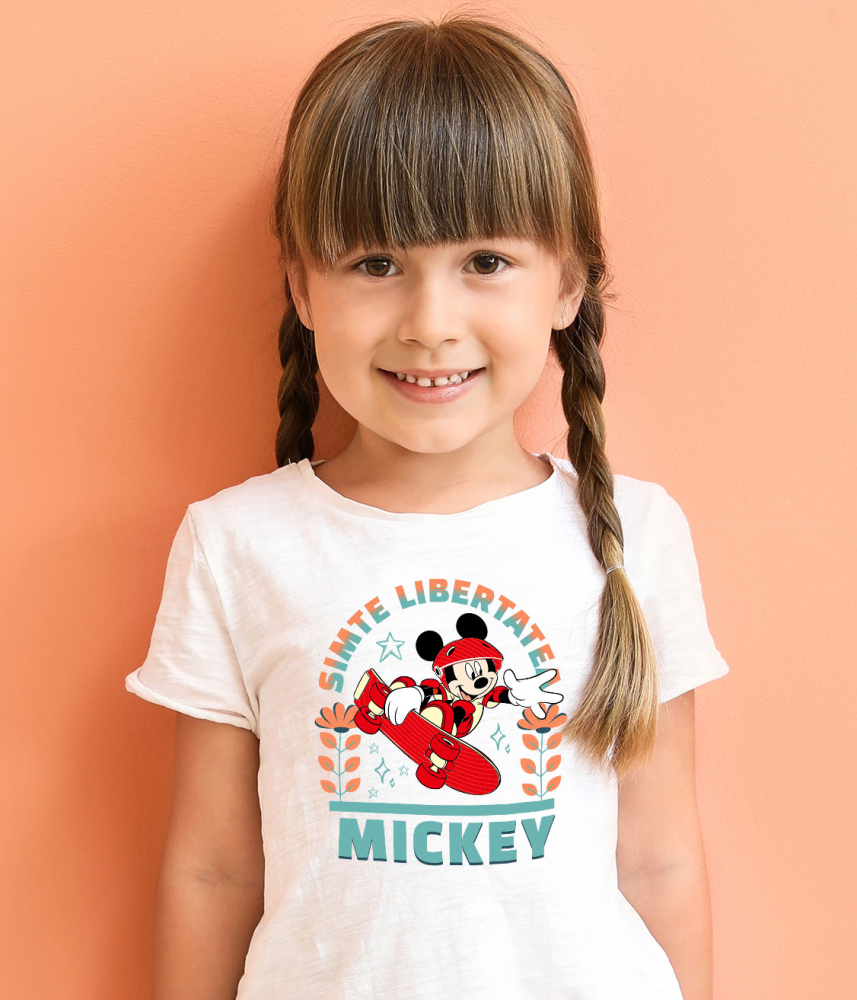 Tricou Copii cu Mickey face trick-uri cu skateboard-ul 100% Bumbac, Alb, 12 Ani [4]