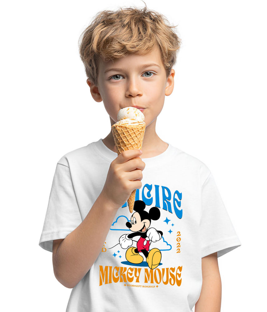 Tricou Copii cu Mickey Mouse – Clasic si Mereu Actual 100% Bumbac, Alb, 4 Ani [3]