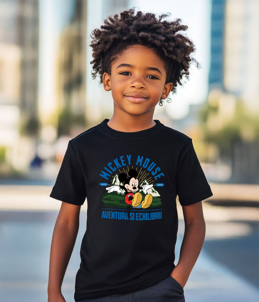 Tricou Copii cu Mickey Mouse in Inima Naturii 100% Bumbac, Negru, 10 Ani [3]