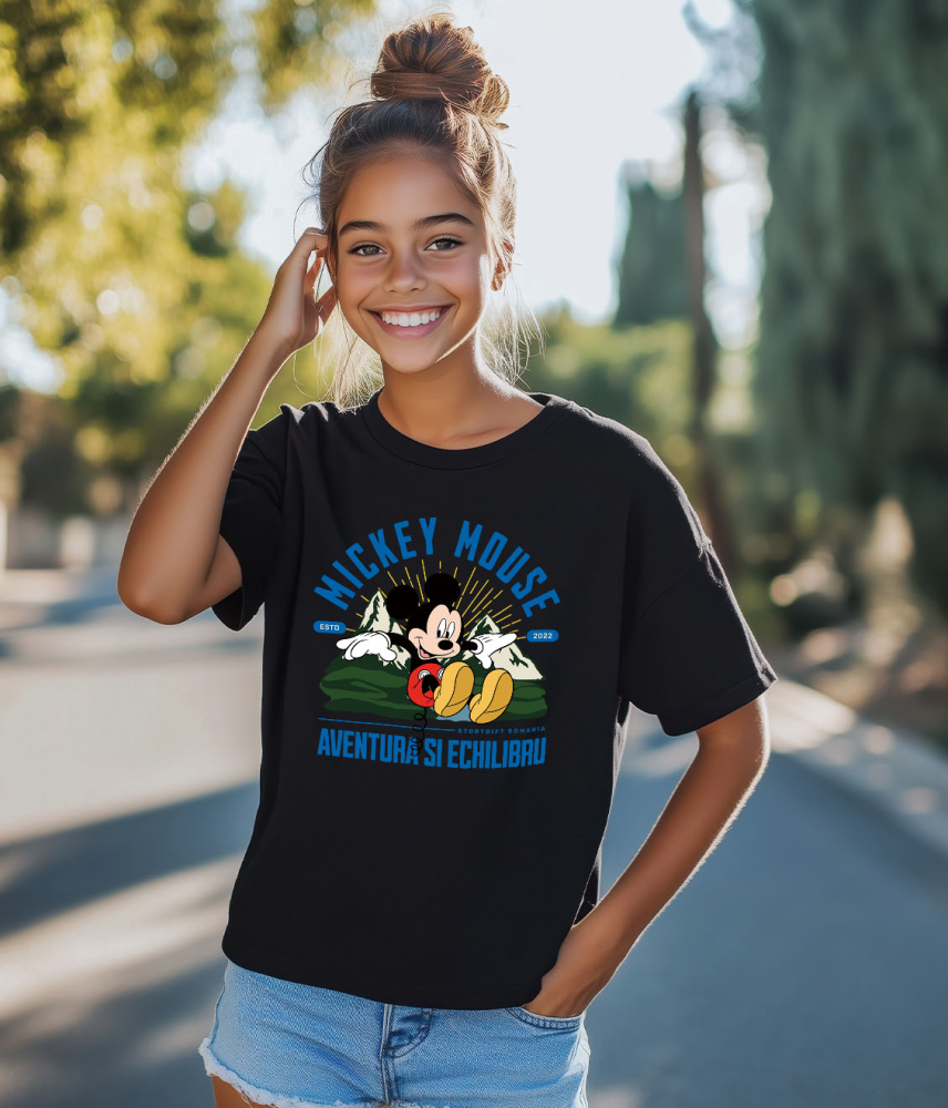 Tricou Copii cu Mickey Mouse in Inima Naturii 100% Bumbac, Negru, 10 Ani [4]