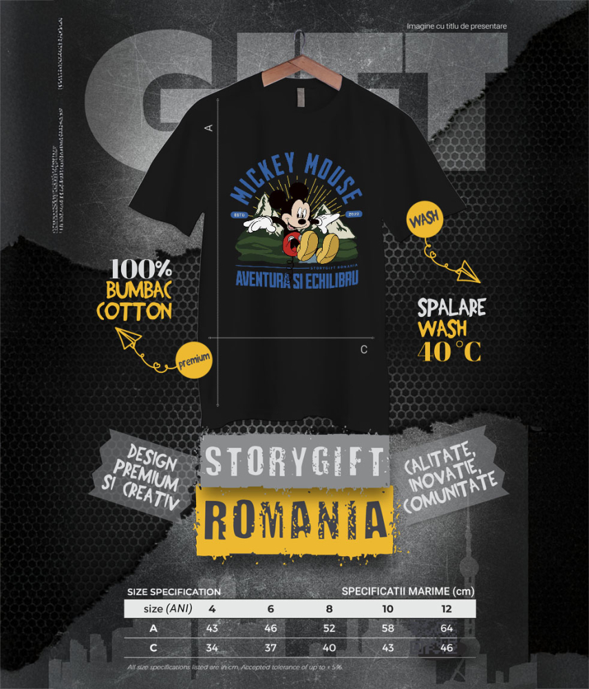 Tricou Copii cu Mickey Mouse in Inima Naturii 100% Bumbac, Negru, 10 Ani [6]