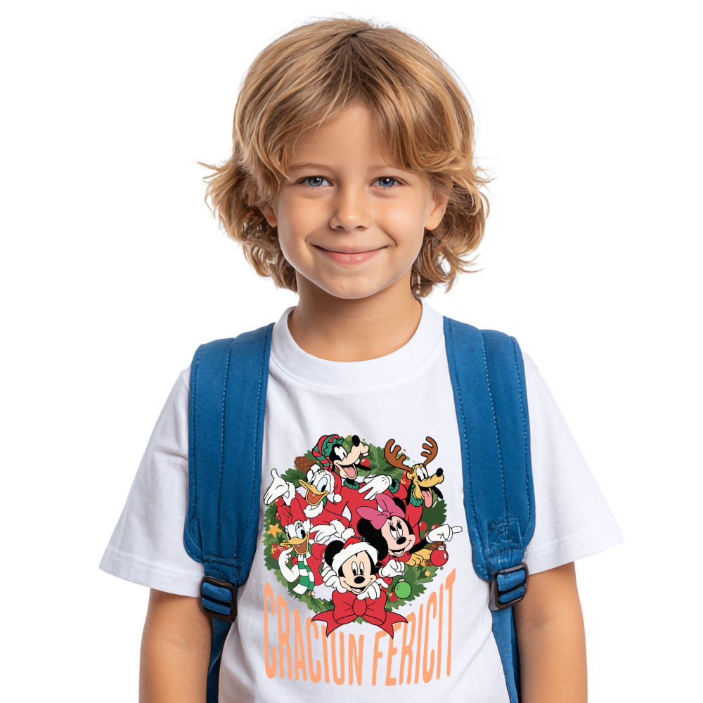 Tricou Copii cu Mickey Mouse Rasete si Magie de Craciun 100% Bumbac, Alb, 10 Ani [2]