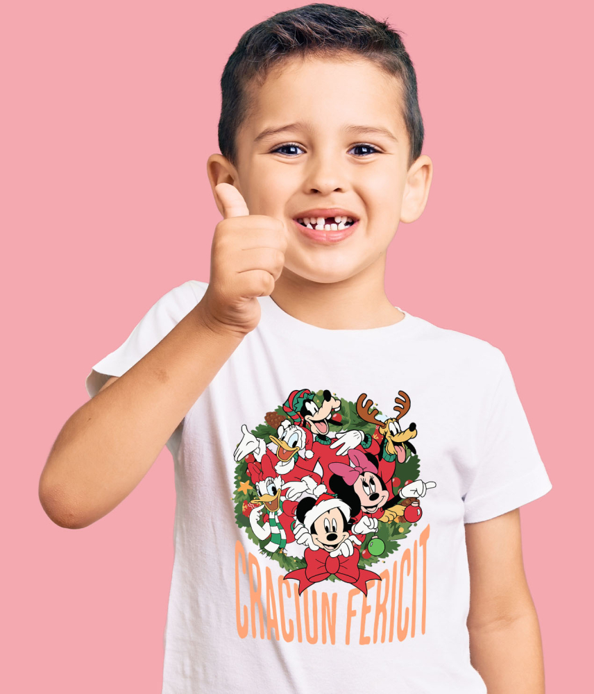 Tricou Copii cu Mickey Mouse Rasete si Magie de Craciun 100% Bumbac, Alb, 10 Ani [4]