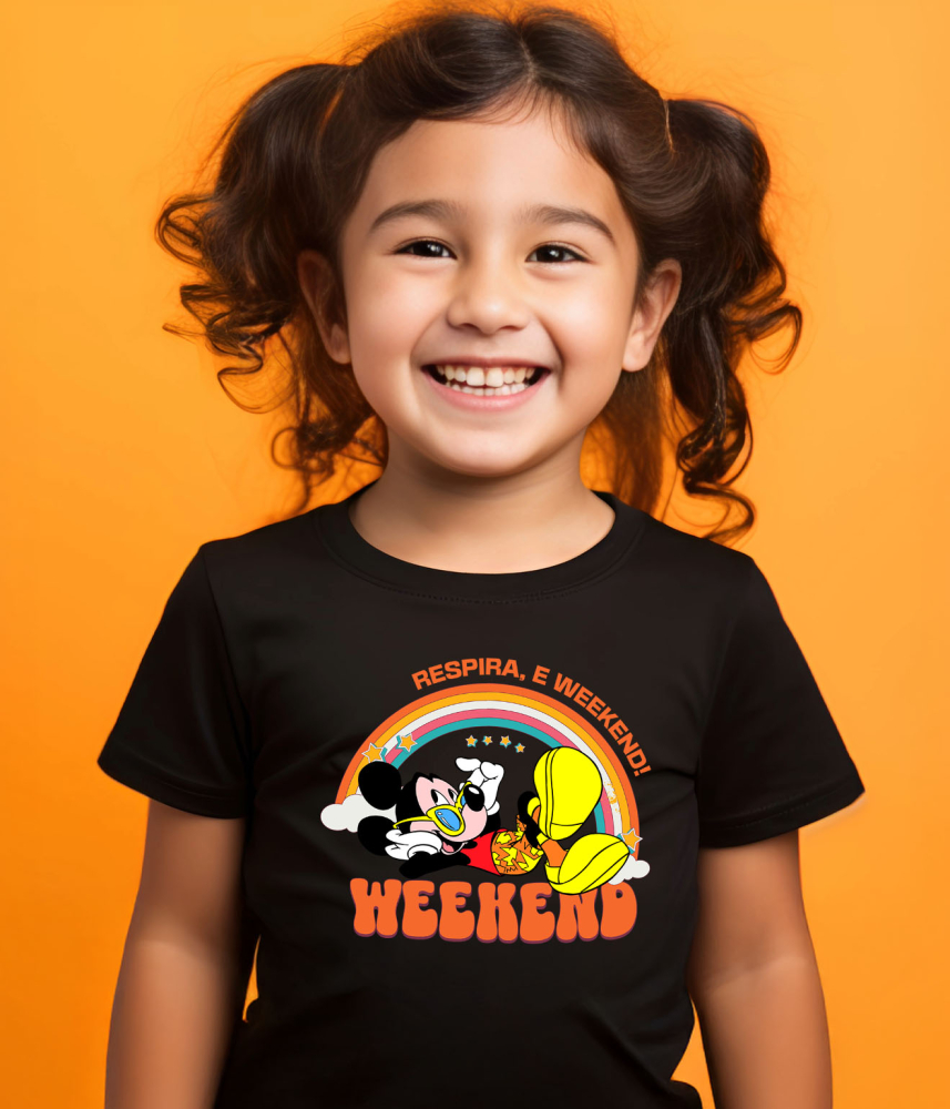 Tricou Copii cu Mickey Mouse si Curcubeu Vibrant pe Spate 100% Bumbac, Negru, 12 Ani [3]