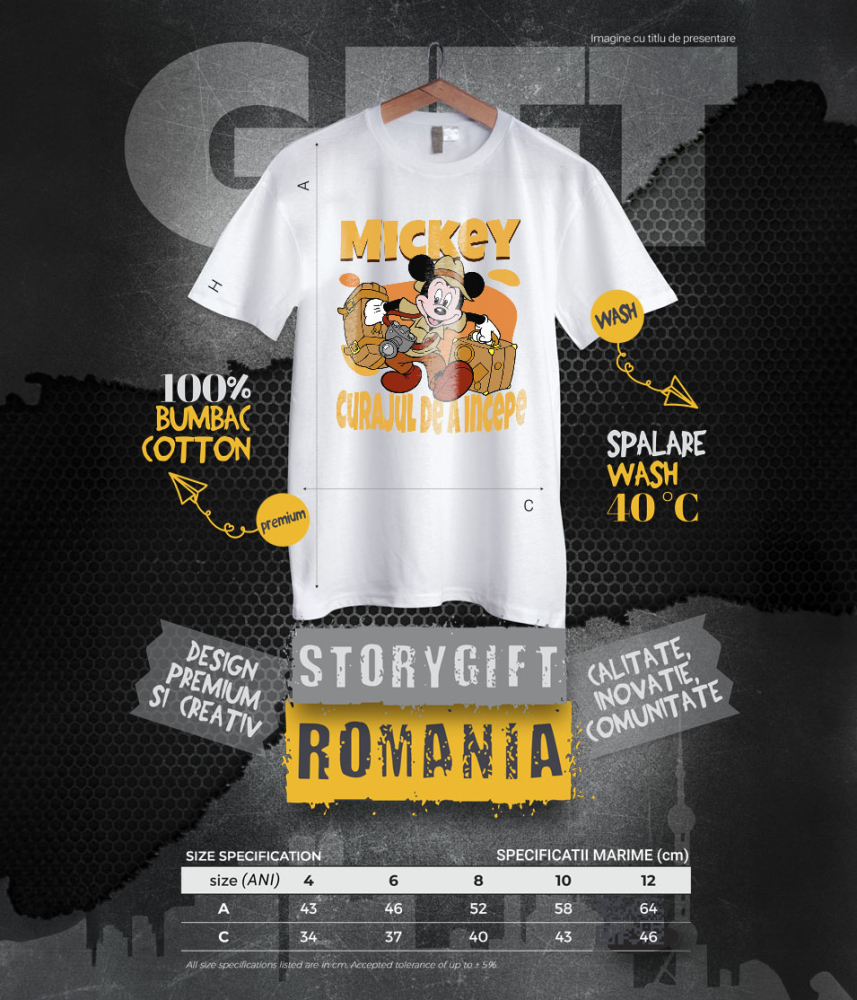 Tricou Copii cu Mickey, pregatit pentru o noua poveste 100% Bumbac, Alb, 10 Ani [6]