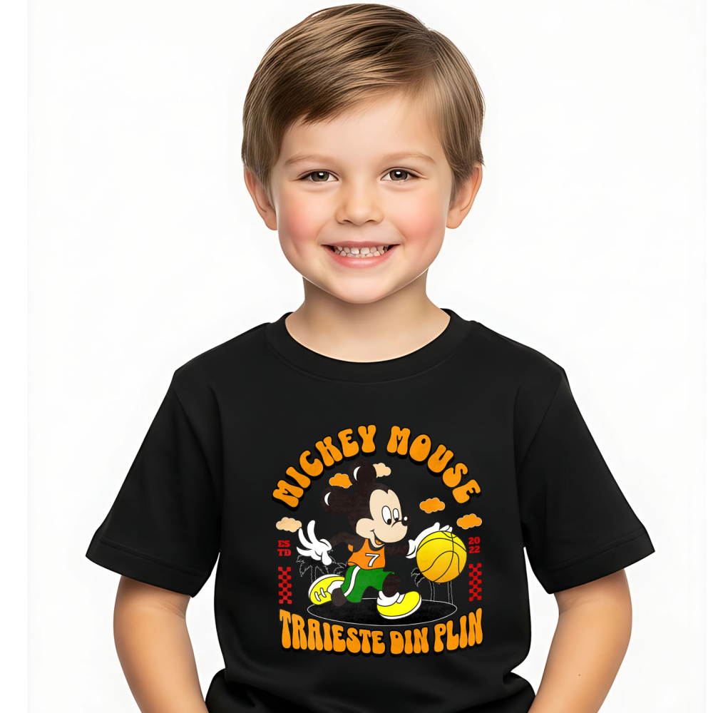Tricou Copii cu Mickey si aruncarile magice 100% Bumbac, Negru, 12 Ani [2]