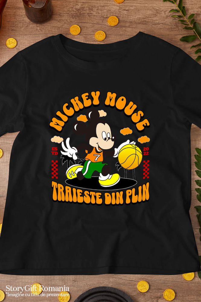 Tricou Copii cu Mickey si aruncarile magice 100% Bumbac, Negru, 12 Ani [5]