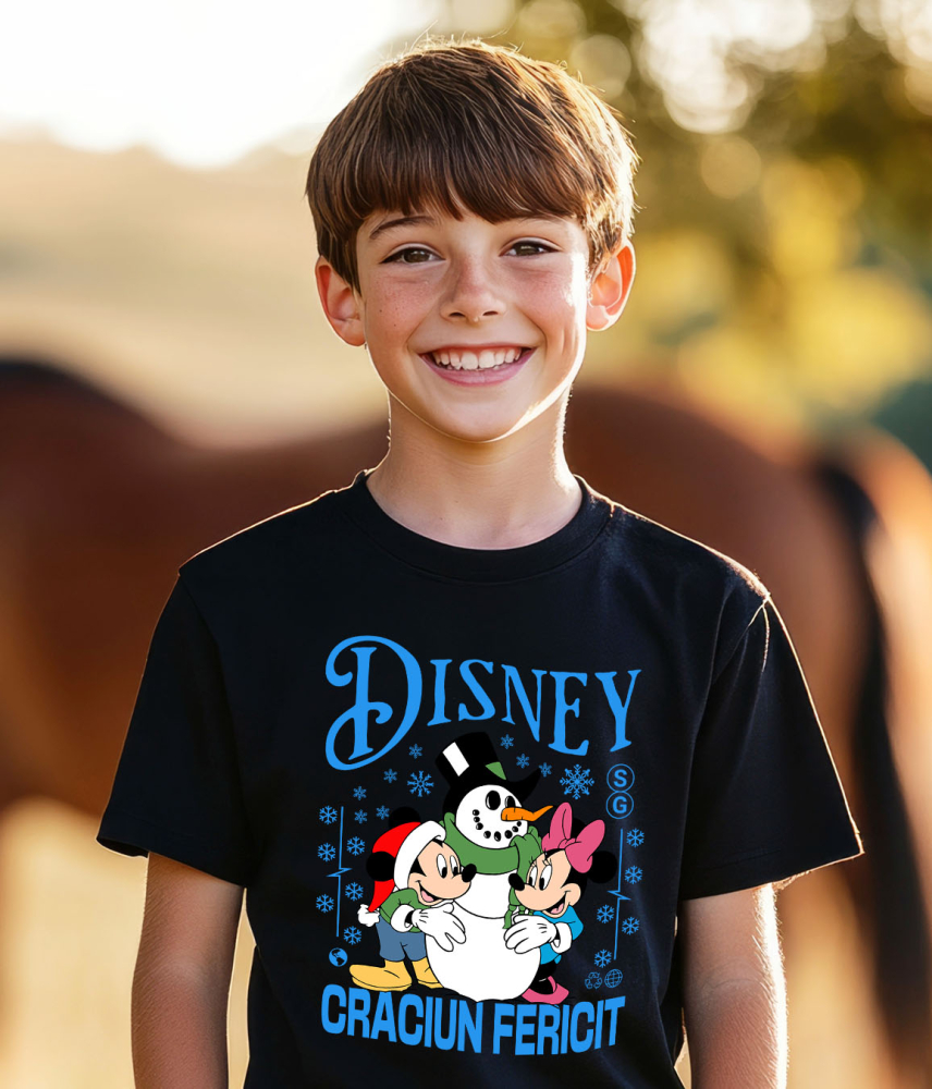 Tricou Copii cu Mickey si Minnie Magie si Sarbatoare 100% Bumbac, Negru, 10 Ani [3]