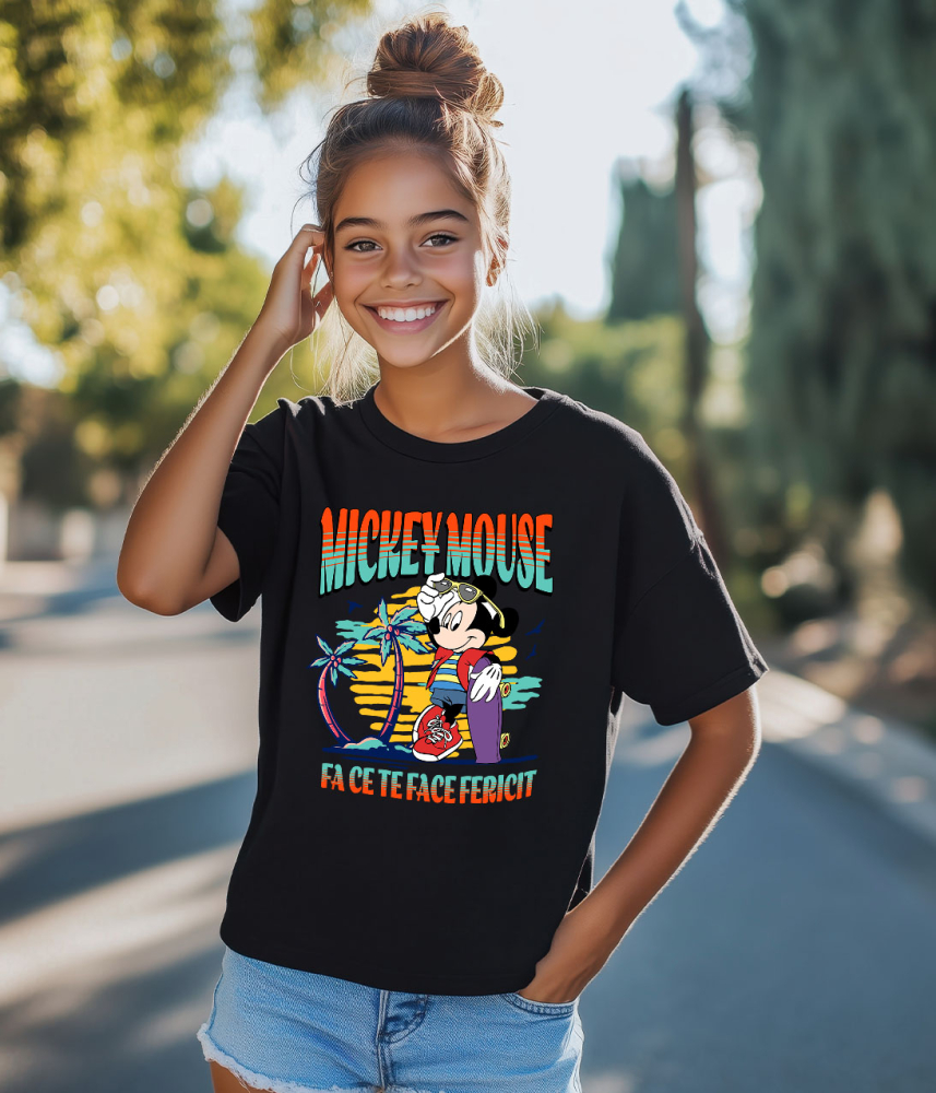 Tricou Copii cu Mickey si skateboardul 100% Bumbac, Negru, 8 Ani [4]