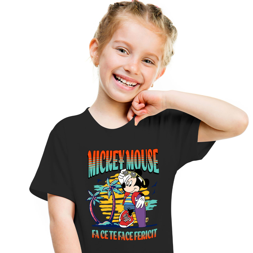 Tricou Copii cu Mickey si skateboardul 100% Bumbac, Negru, 8 Ani [2]