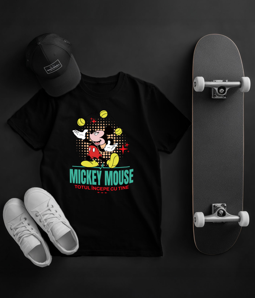 Tricou Copii cu Mickey si spectacolul mingilor 100% Bumbac, Negru, 12 Ani [5]