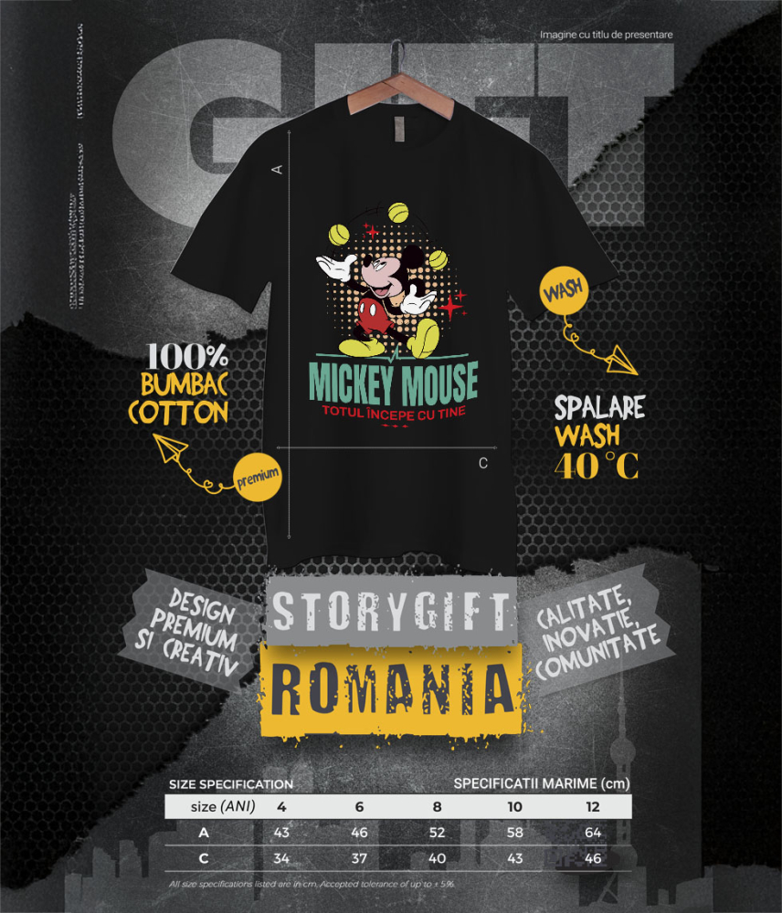 Tricou Copii cu Mickey si spectacolul mingilor 100% Bumbac, Negru, 12 Ani [6]