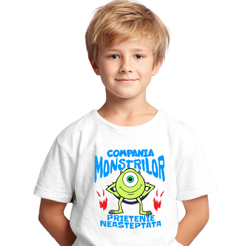 Tricou Copii cu Mike Wazowski - Povesti cu un singur ochi 100% Bumbac, Alb, 8 Ani [2]
