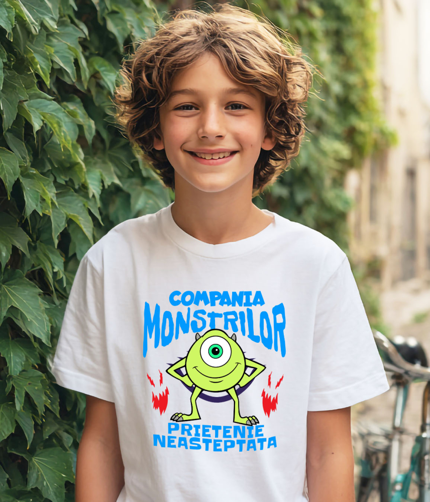 Tricou Copii cu Mike Wazowski - Povesti cu un singur ochi 100% Bumbac, Alb, 8 Ani [4]