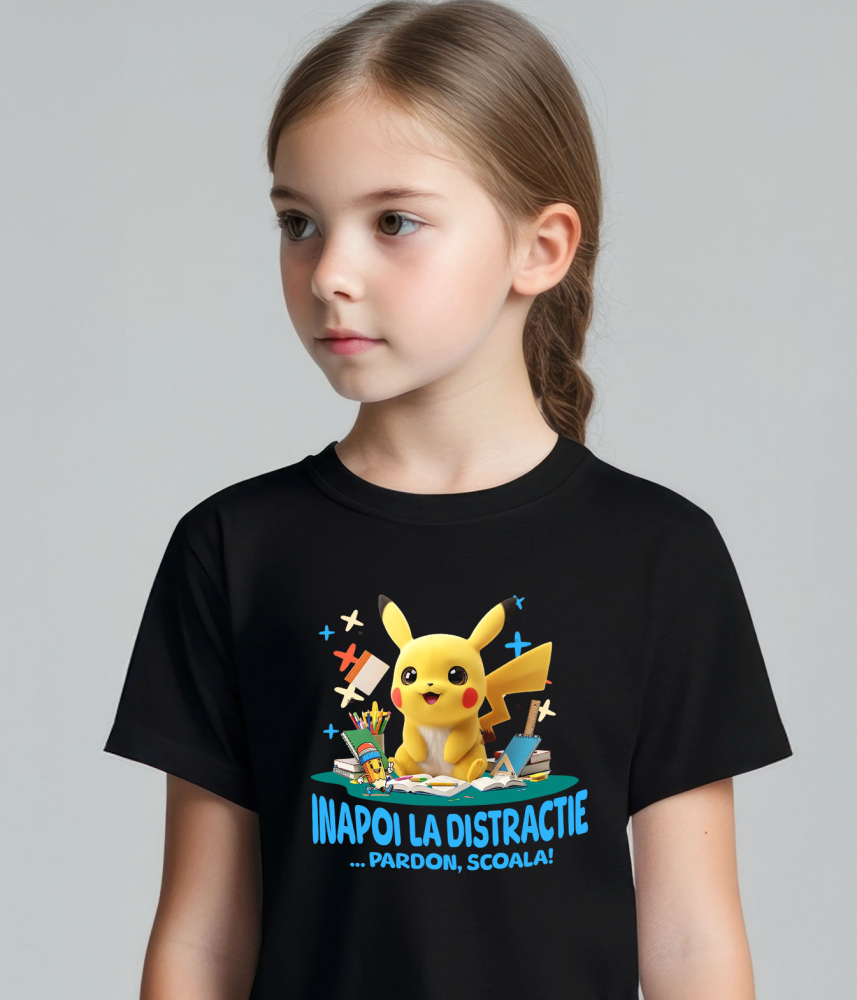 Tricou Copii cu Minions – Scoala Devine Distractie 100% Bumbac, Negru, 4 Ani [3]