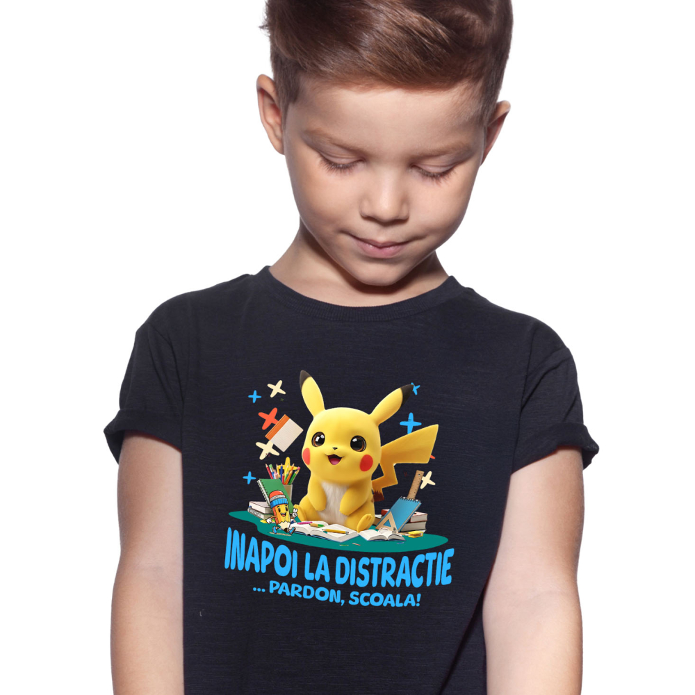 Tricou Copii cu Minions – Scoala Devine Distractie 100% Bumbac, Negru, 4 Ani [2]