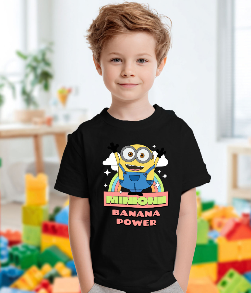 Tricou Copii cu Minionul în Lumea Veseliei 100% Bumbac, Negru, 12 Ani [3]