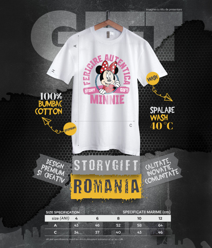 Tricou Copii cu Minnie, cu inima plină de speranță 100% Bumbac, Alb, 12 Ani [6]