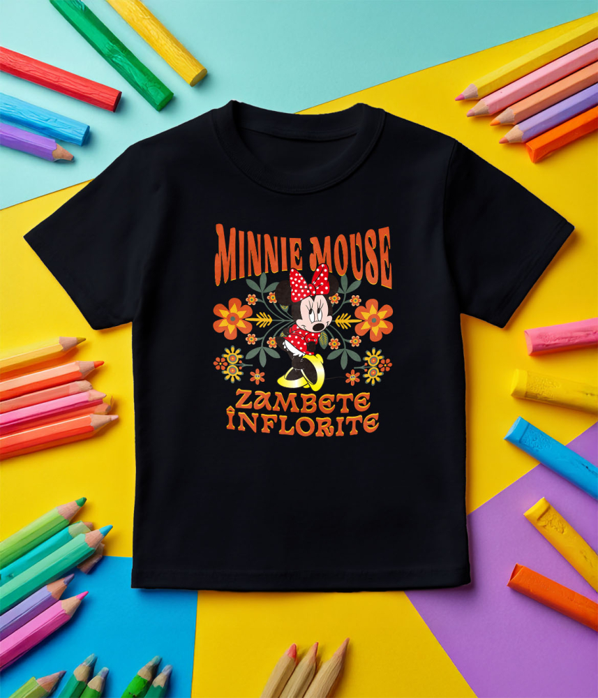 Tricou Copii cu Minnie, iubitoare și veselă 100% Bumbac, Negru, 12 Ani [5]