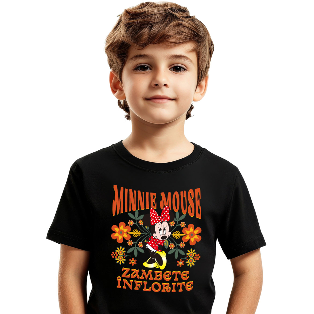 Tricou Copii cu Minnie, iubitoare și veselă 100% Bumbac, Negru, 12 Ani [2]