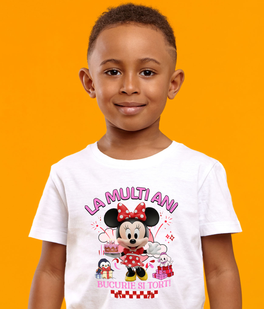 Tricou Copii cu Minnie Mouse – Cadouri si Tort pentru Micile Printese 100% Bumbac, Alb, 10 Ani [4]