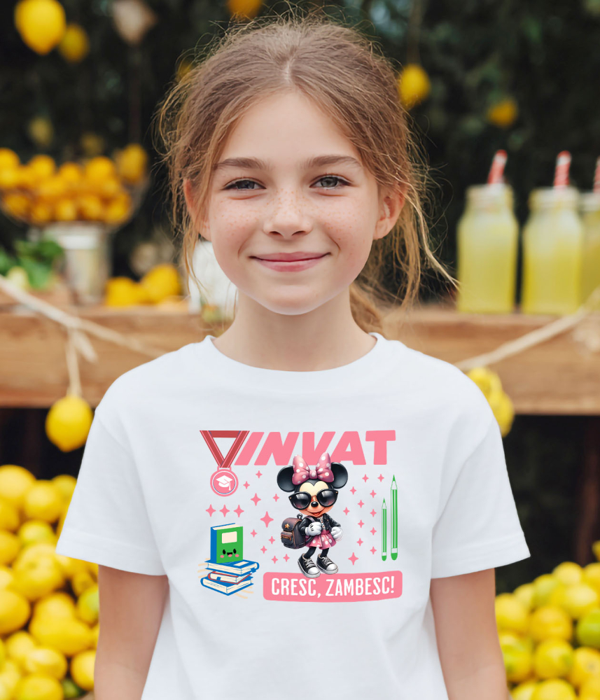 Tricou Copii cu  Minnie Mouse – Prietenul Meu de Invatare 100% Bumbac, Alb, 12 Ani [3]