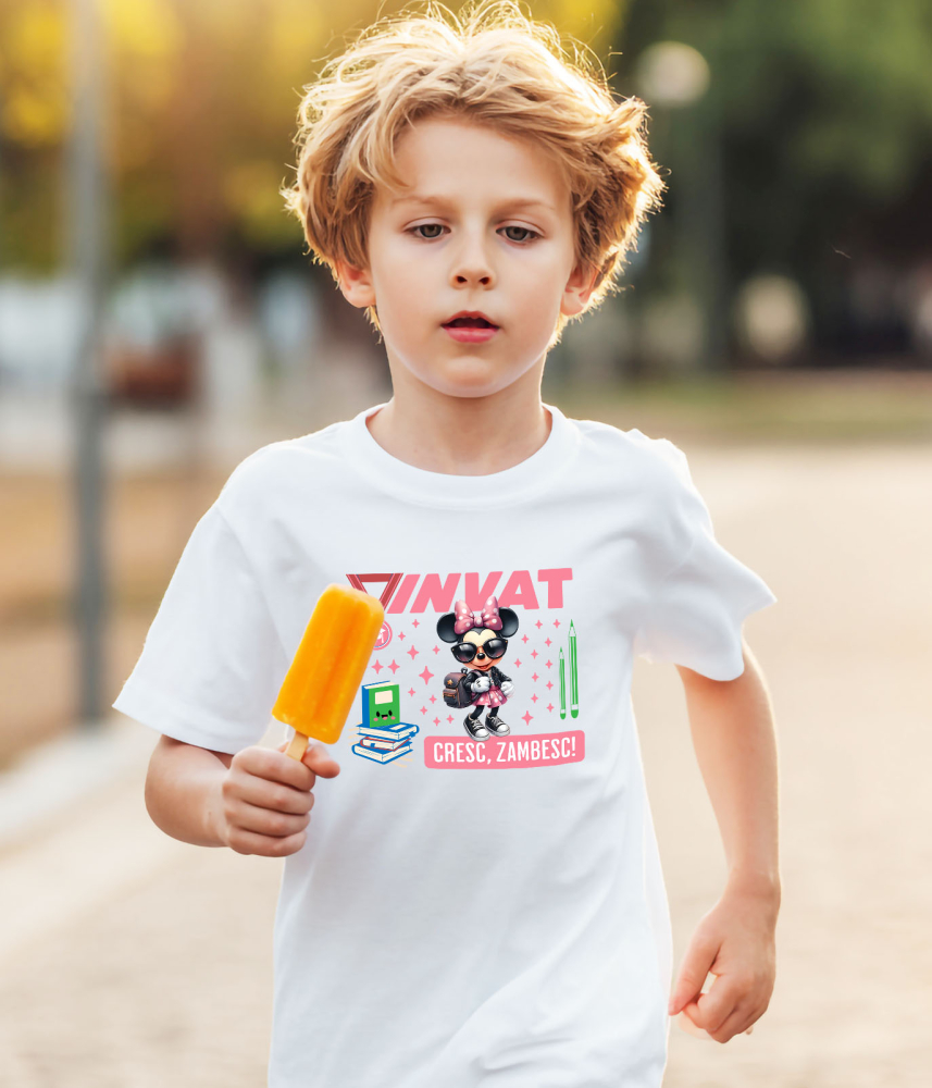 Tricou Copii cu  Minnie Mouse – Prietenul Meu de Invatare 100% Bumbac, Alb, 12 Ani [4]