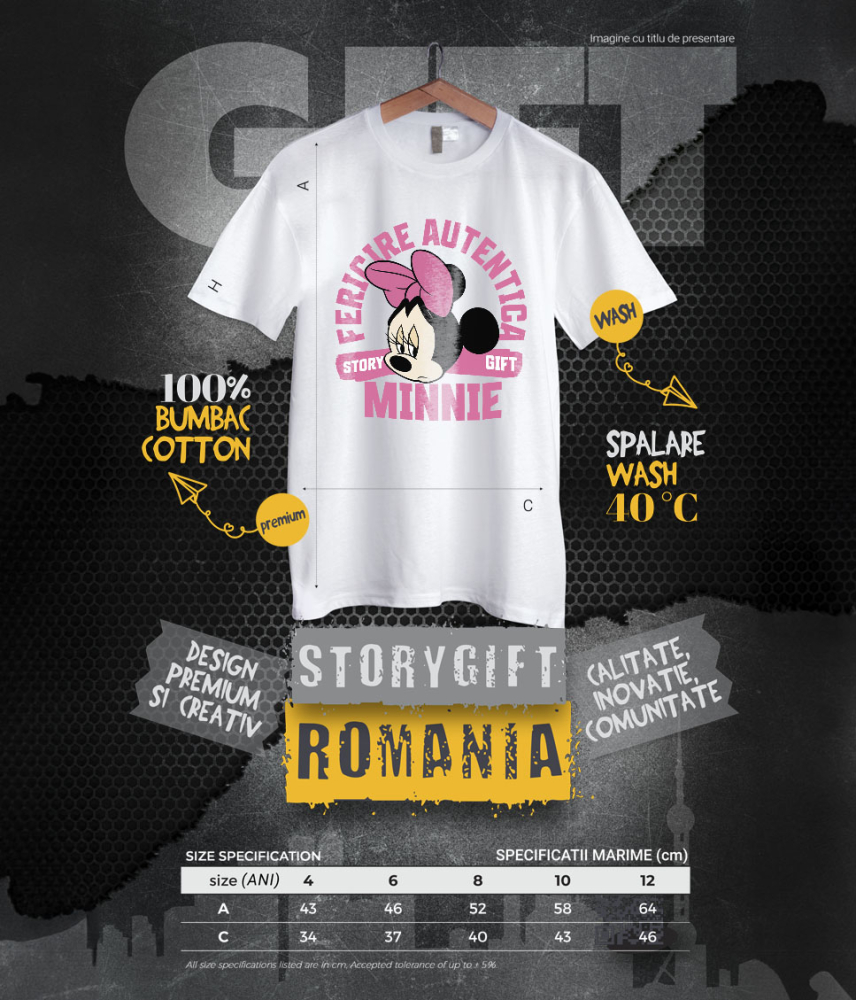 Tricou Copii cu Minnie, povestea unei zile triste 100% Bumbac, Alb, 12 Ani [6]
