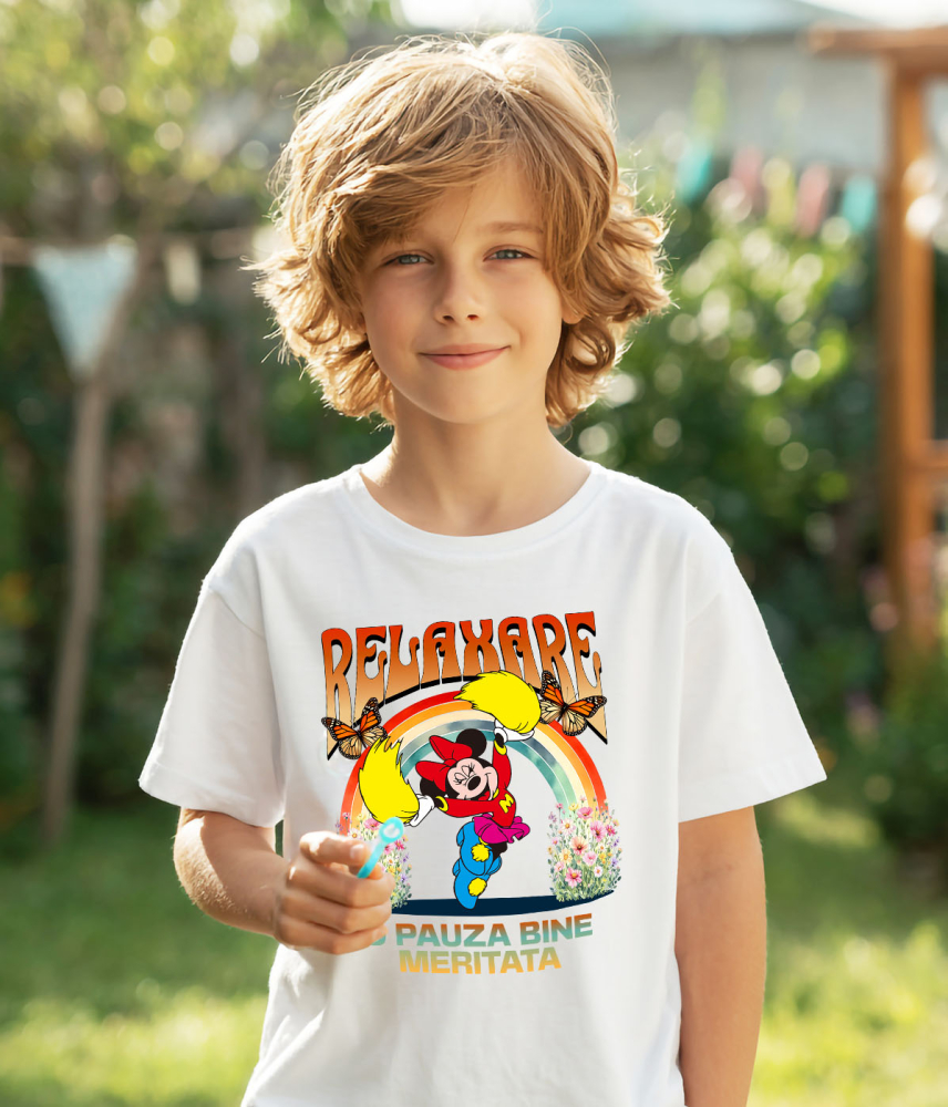 Tricou Copii cu Minnie Se Bucura Dansand Fara Oprire 100% Bumbac, Alb, 6 Ani [4]
