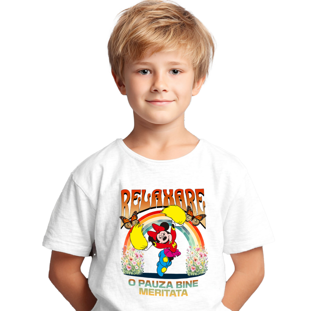 Tricou Copii cu Minnie Se Bucura Dansand Fara Oprire 100% Bumbac, Alb, 6 Ani [2]