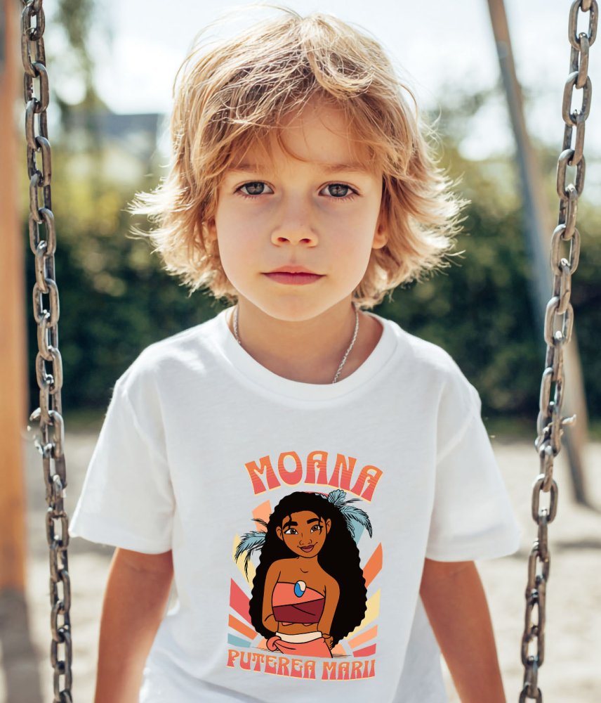 Tricou Copii cu Moana - Printesa curajoasa 100% Bumbac, Alb, 10 Ani [4]