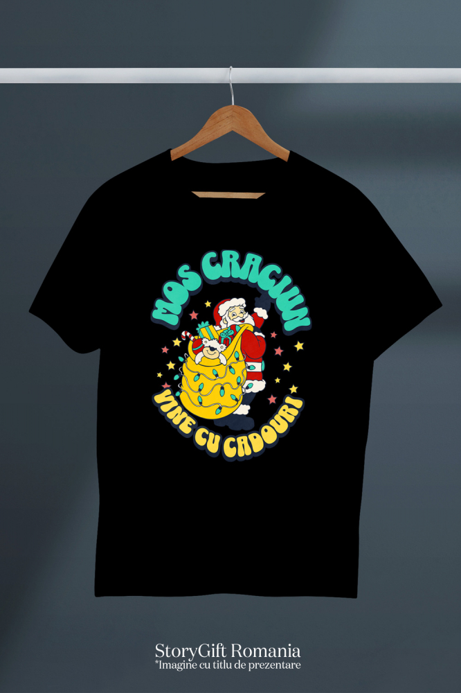 Tricou Femei, Barbati, Copii, Fata, Baiat, Unisex Personalizat Tricou Personalizat Crăciun – Moș Crăciun Vesel cu Sac Plin de Cadouri [3]