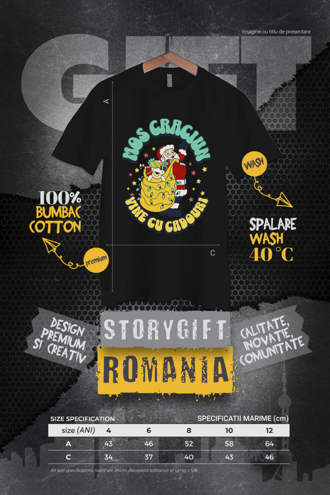 Tricou Femei, Barbati, Copii, Fata, Baiat, Unisex Personalizat Tricou Personalizat Crăciun – Moș Crăciun Vesel cu Sac Plin de Cadouri [4]