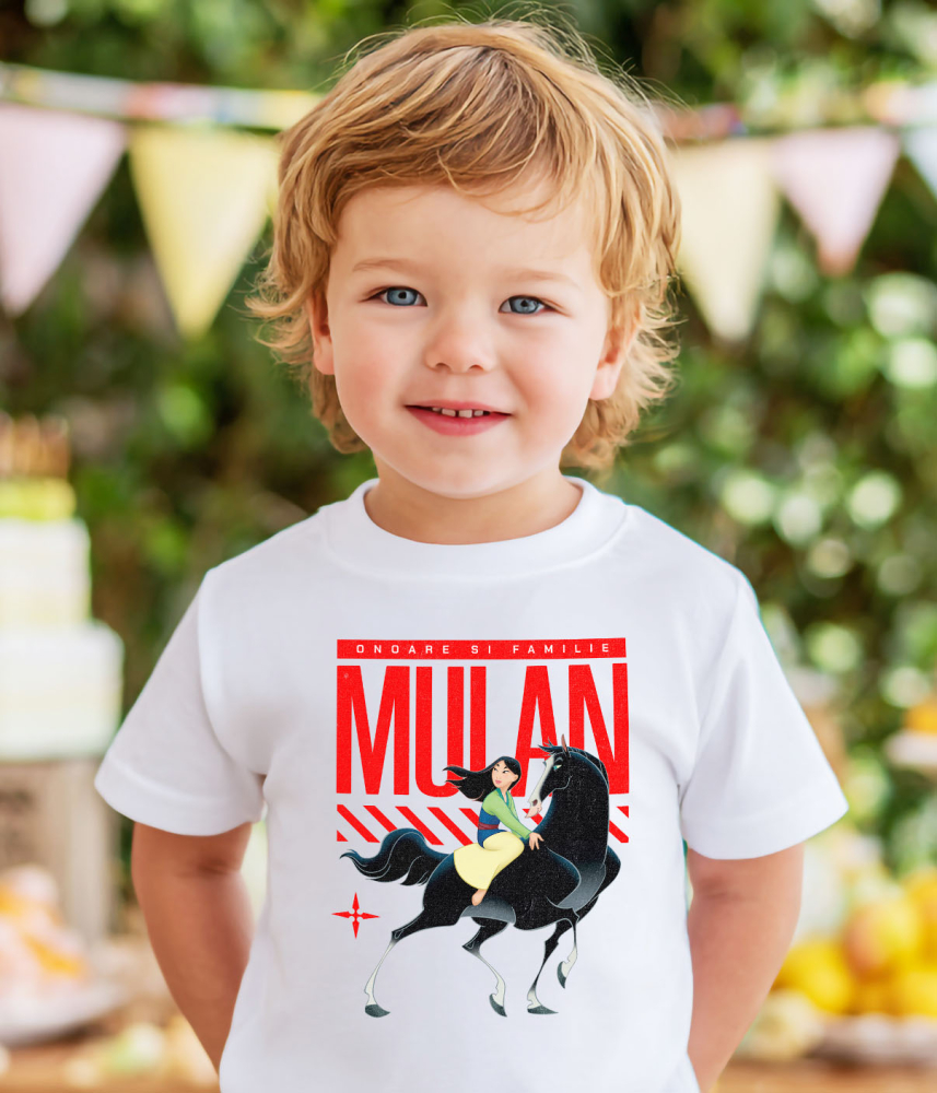 Tricou Copii cu Mulan - Eroina in miscare 100% Bumbac, Alb, 8 Ani [4]