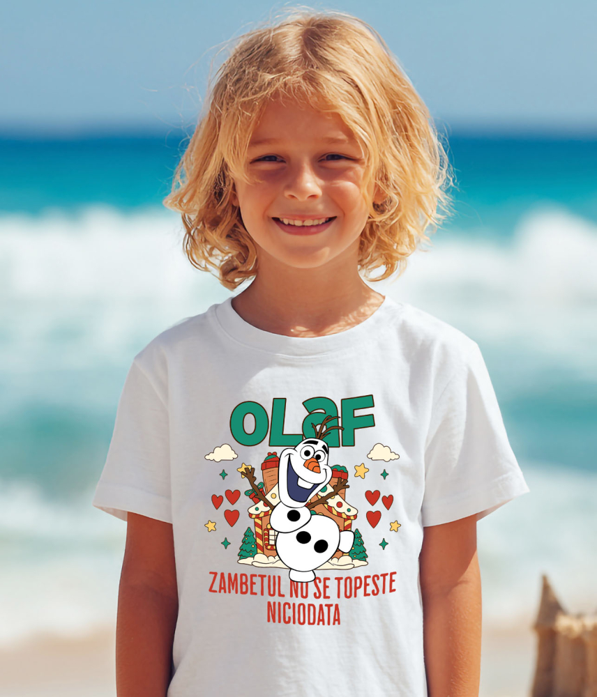 Tricou Copii cu Olaf - Prietenul care face iarna mai frumoasa 100% Bumbac, Alb, 8 Ani [4]