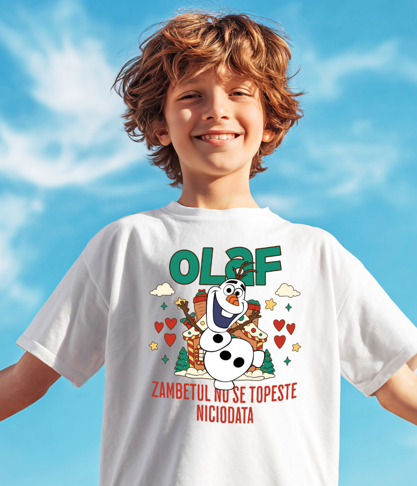 Tricou Copii cu Olaf - Prietenul care face iarna mai frumoasa 100% Bumbac, Alb, 8 Ani [3]