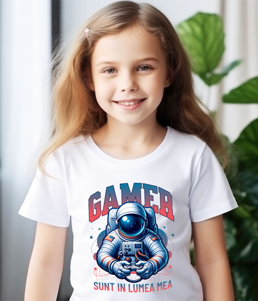 Tricou Femei, Barbati, Copii, Fata, Baiat, Unisex Personalizat Om în Costum Astronaut „Sunt În Lumea Mea” - Cadou Personalizat Gamer [4]