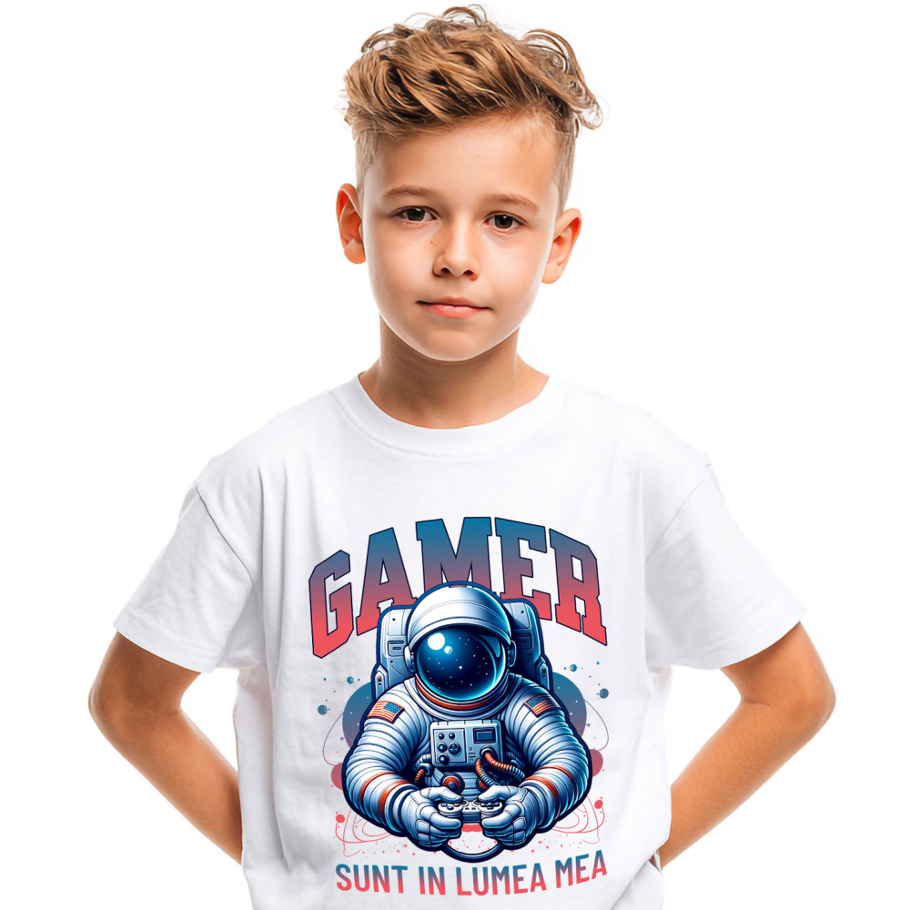 Tricou Femei, Barbati, Copii, Fata, Baiat, Unisex Personalizat Om în Costum Astronaut „Sunt În Lumea Mea” - Cadou Personalizat Gamer [2]
